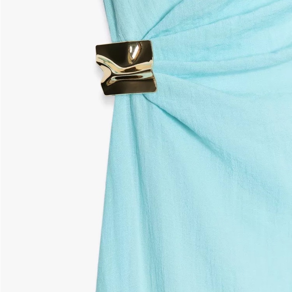NWT ZARA ASYMMETRIC MIDI DRESS WITH APPLIQUÉ - Picture 8 of 9